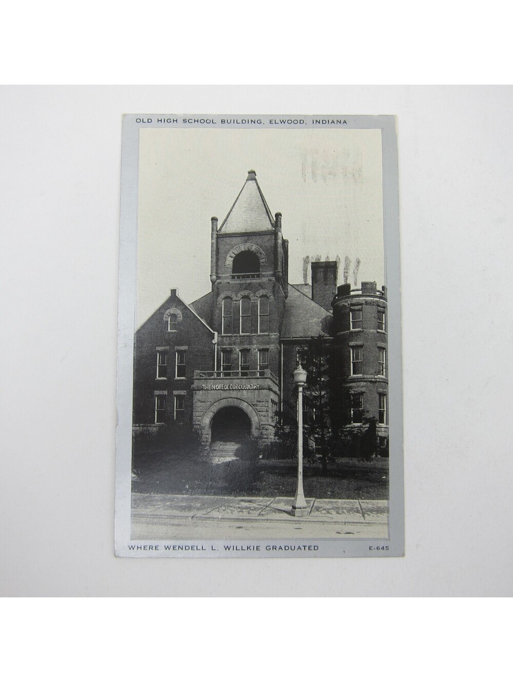 Postcard Elwood Indiana Old High School Wendell Willkie Graduated Vintage 1940